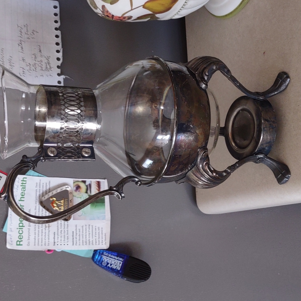 Antique Silver Plate And Glass Wine or Water Carafe - Picture 2 of 7